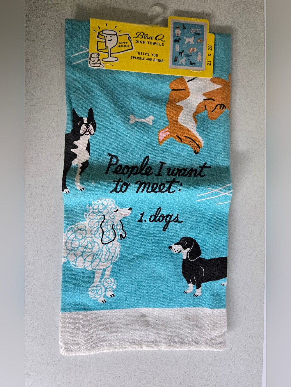 Blue Q People I Want to Meet: Dogs! Dish Towel - Funny Kitchen NWT